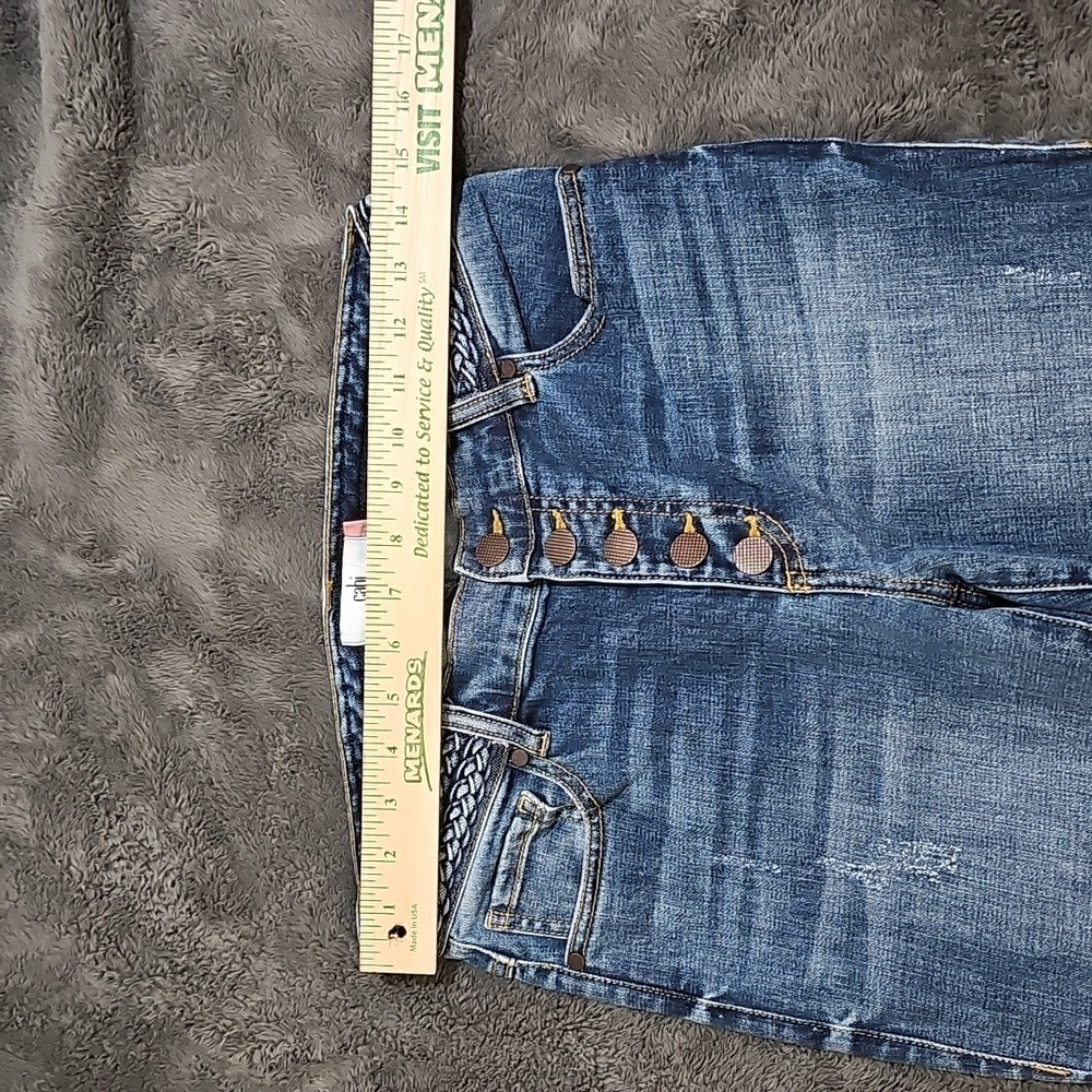 CABI Jeans Women's Button Fly High Rise Skinny BOHO Distressed Size 4 - Picture 6 of 9